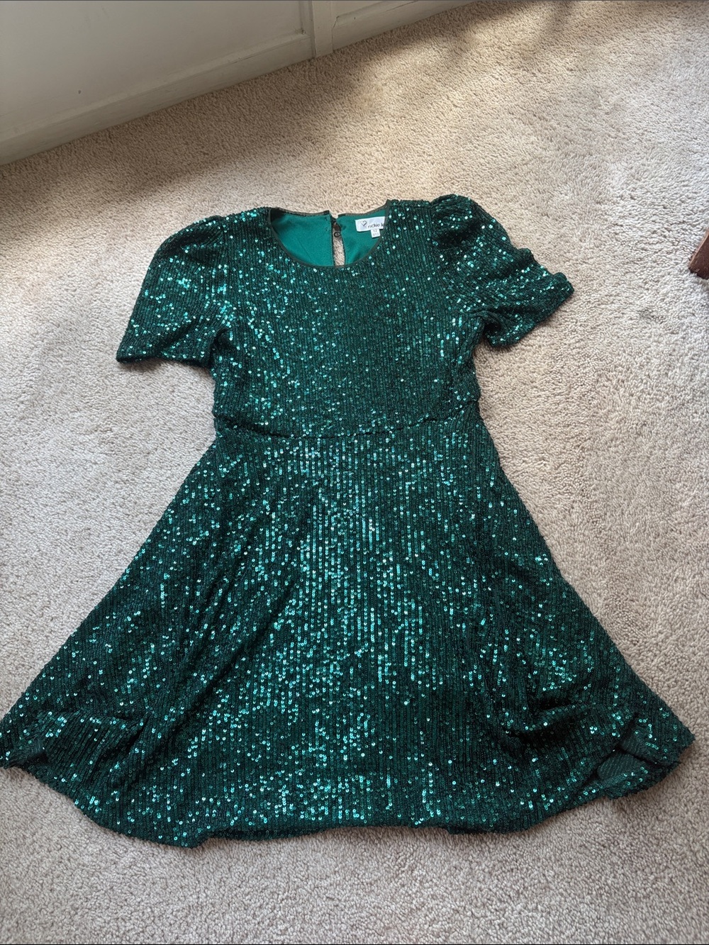 Sparkling Emerald Sequin Kids Dress